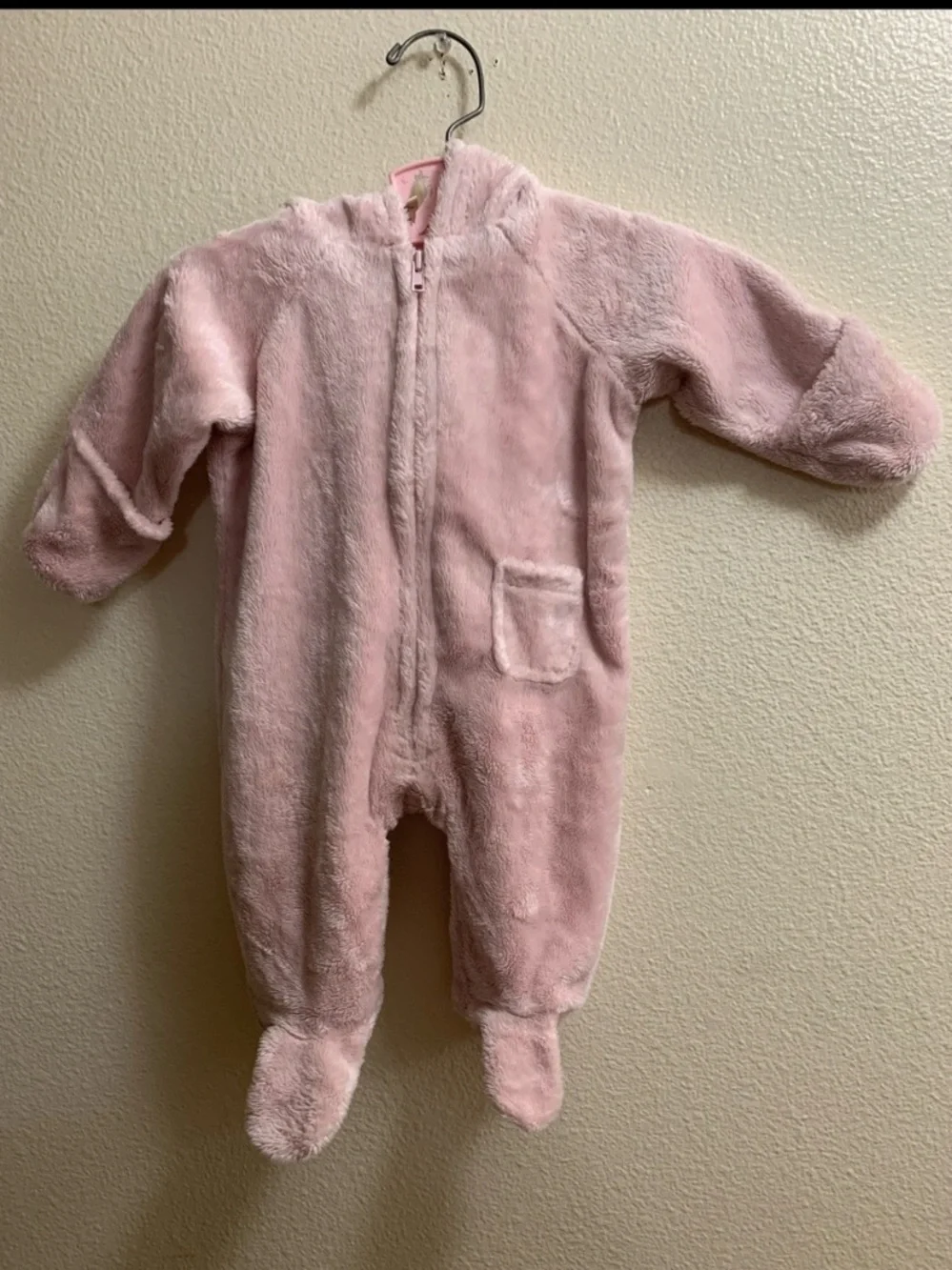 Vintage Old Navy Snowsuit Bunting Girl’s Size 0-3 Months Hood Bear Ears Warm